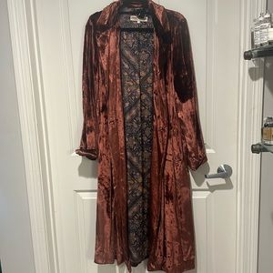 Free People Crushed Velvet Sienna Duster Longline Blazer Jacket